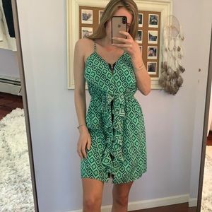 Summer Vacation Green Ruffled Tank Dress w/Zip🦋